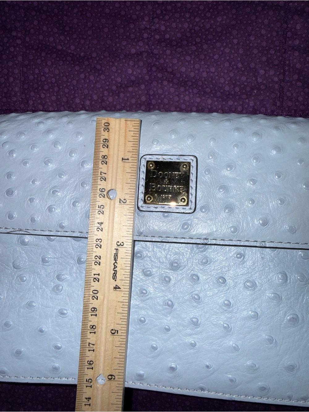 Dooney & Bourke Light Blue Ostrich-Embossed East West Flap Crossbody Bag - Picture 8 of 10
